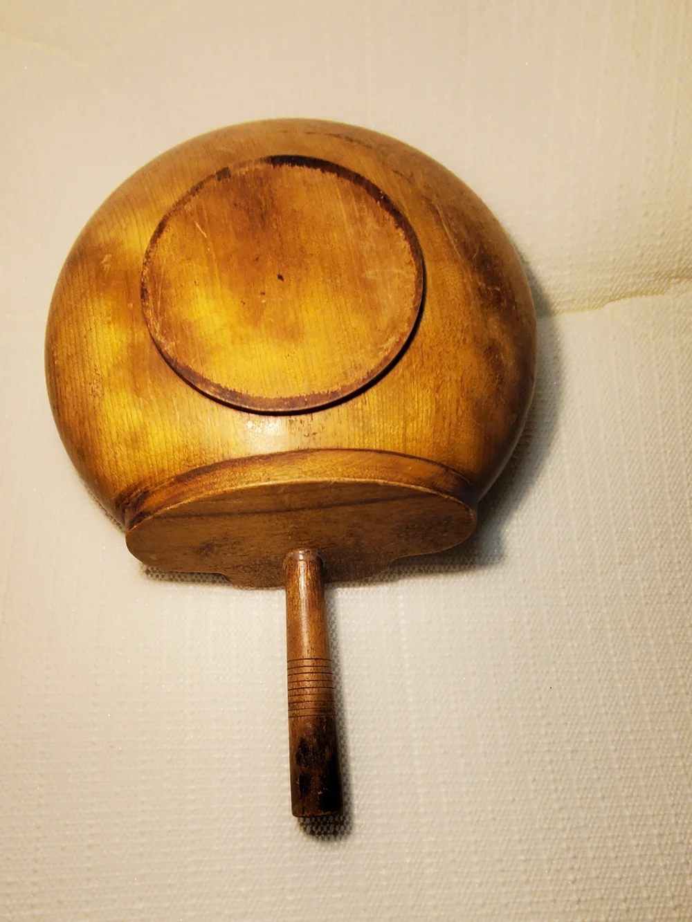 Primitive Vintage Collectible Prep Wood  Bowl With Handle. See Description.